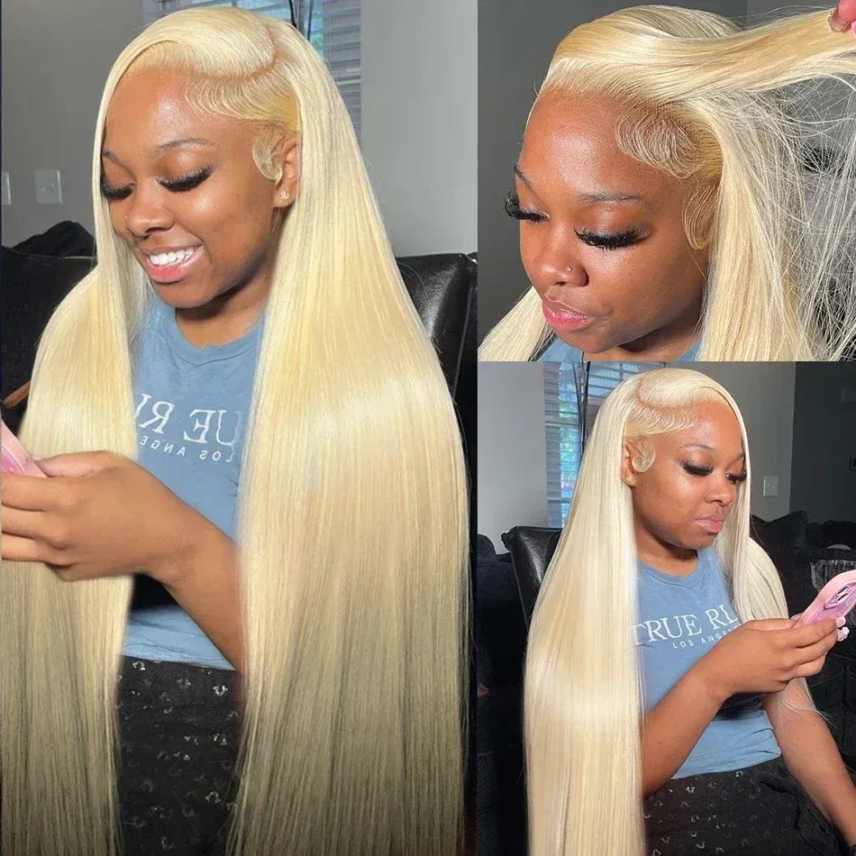 Hair Color: #16, Stretched Length: 38inches, Density: 180%, Ships From: CHINA - Blonde 613 Hd Lace Frontal Wig 13x6 13x4 Transparent Hd Lace Front Wig 30 Inch Brazilian Bone Straight Colored Human Hair Wigs