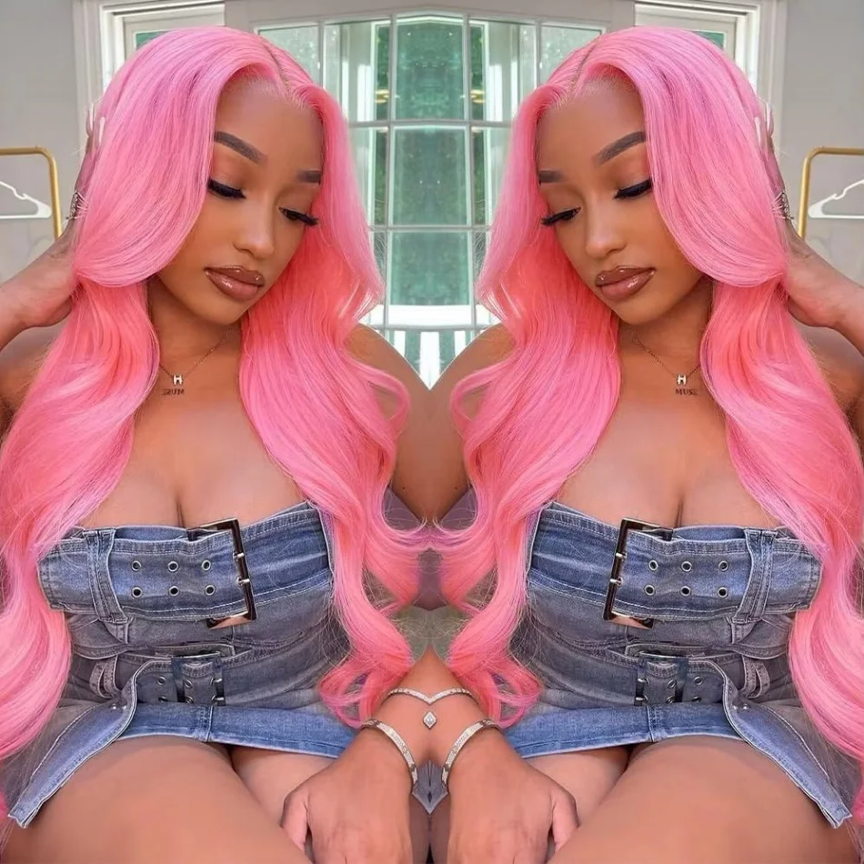 Body Wave Pink Lace Front Wig Human Hair 13x6 Hd Lace Frontal Wigs For Black Women Transparent Preplucked 613 Colored Wig