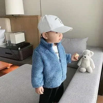 Color: Gold, Kid Size: 7T - Solid Color Fashion Children Plush Coat Autumn Winter Warm Baby Girl Boy Casual Jacket Greatcoat Kids Clothing Toddler Outerwear