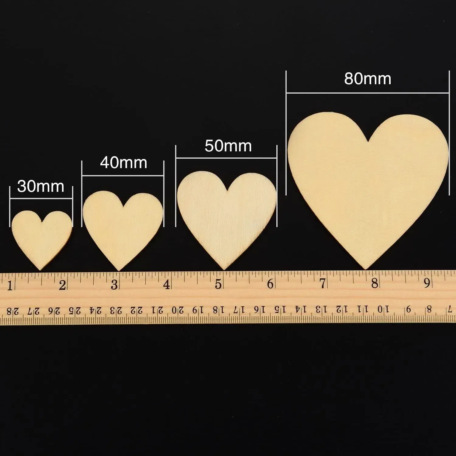 Color: Light Grey, Wood Thickness: 7mm - 1-10cm Unfinished Wooden Hearts Love Blank Wood Slices DIY Wooden Crafts For Christmas Painting Wedding Ornaments