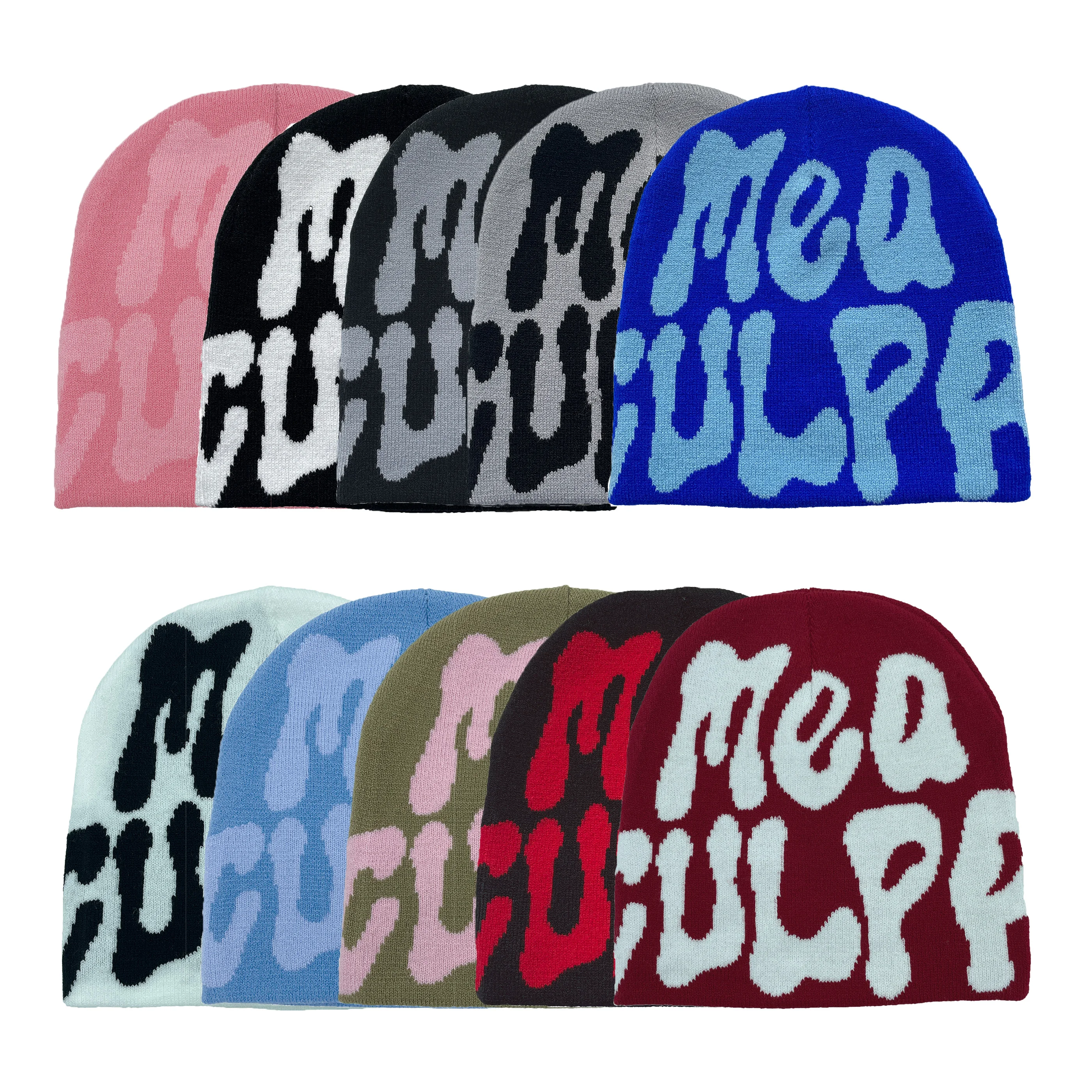 Color: WHITE - Y2K Knitted Hats Men's And Women's Jacquard Hats Outdoor Riding Europe And The United States Fashion Warm Hat