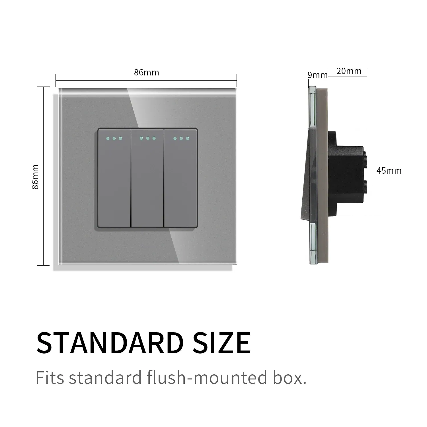 Color: Blue, Size: 3XL, Ships From: CHINA - Bingoelec Push Button Switch 1/2/3 Gang 1 Way 2 Way 3 Way EU Standard Home light Switch Crystal Glass Panel Wall switch