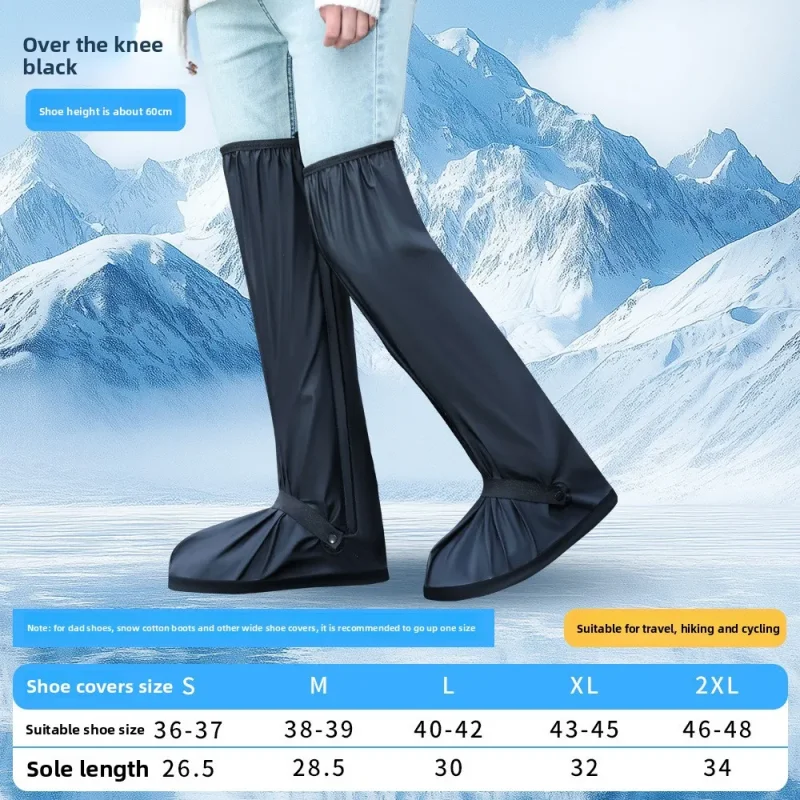 Color: GRAY, Size: XXL - Reusable Anti-Slip PU Leather Waterproof Shoes Cover Water Boots Cycling Hiking Overshoes Rain Snow Wet Sand Shoes Protectors