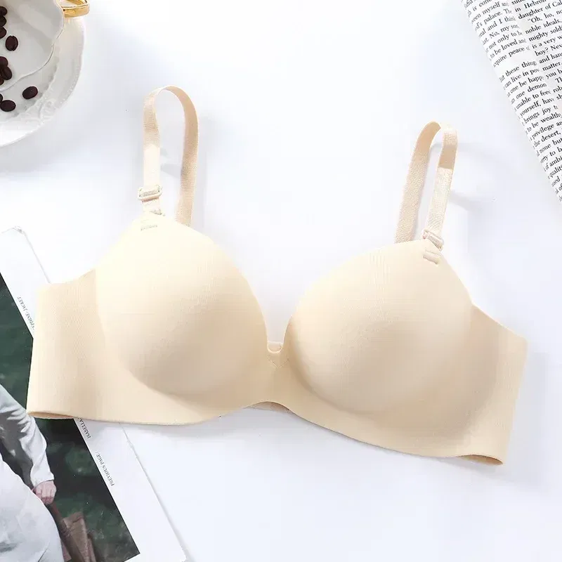 Color: Beige, Bands Size: 34, Cup Size: B - Women Seamless Bra Sexy Push Up Bralette No Wire Girls Students Breathable Lingerie Fashion 3/4 Cup Wireless Female Lingerie