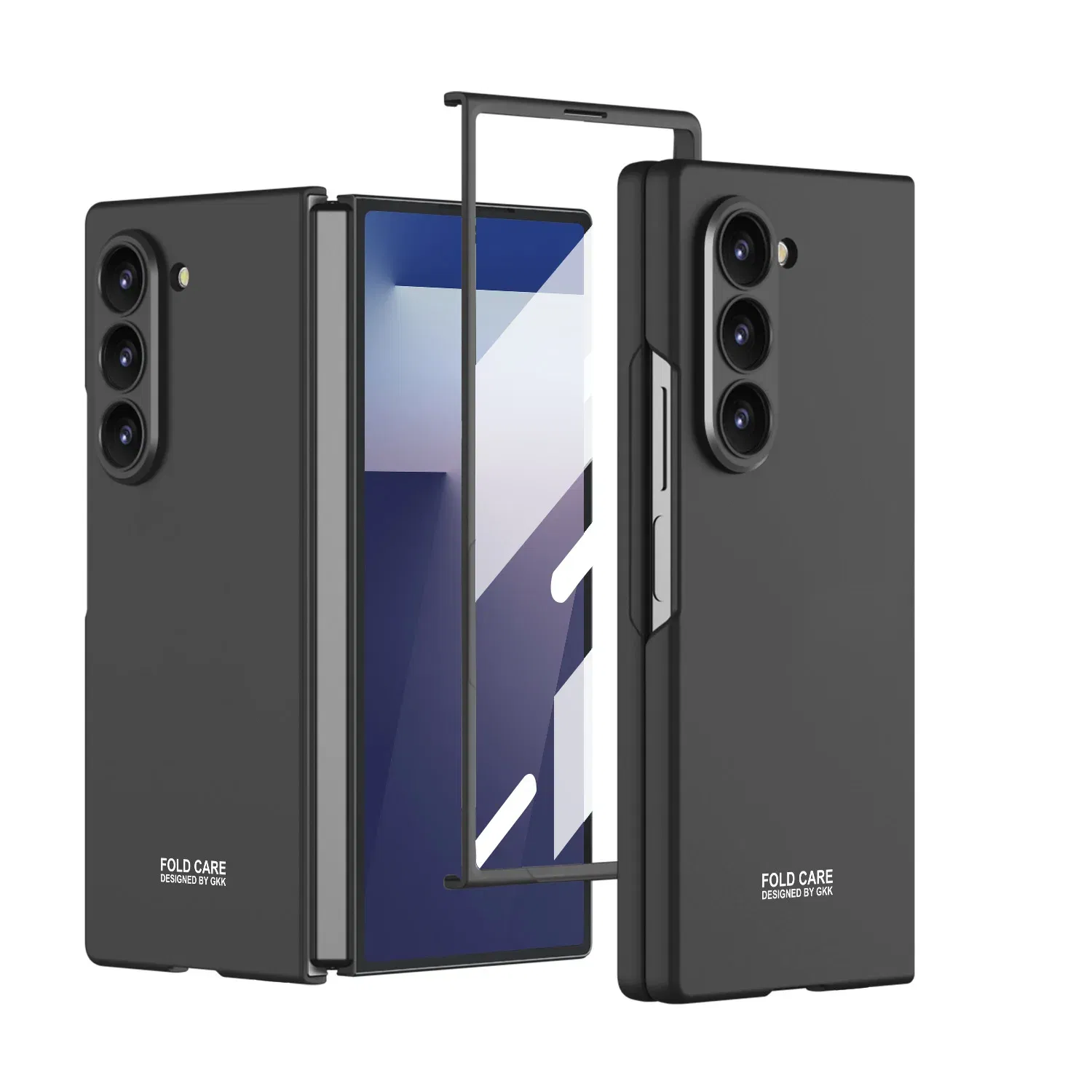 Color: Blue, Compatibility by Model: Galaxy Z Fold7 - Shockproof Armor Plastic Phone Case for Samsung Galaxy Z Fold 7 Outer Screen Glass Protective Matte Cover for Galaxy Z Fold 7