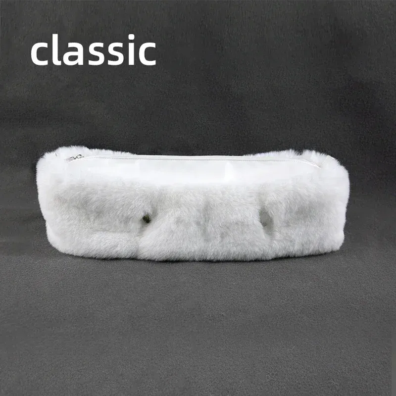 Color: Red - New  Autumn winter obag  Faux Rex Rabbit fur zipper up furry Trim  Inner pocket for Classic Mini O bag Accesorios