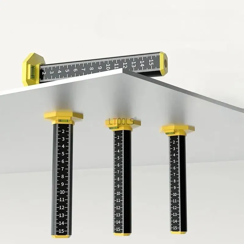 Color: Yellow - Light Steel Keel Suspended Ceiling Leveling Special Ruler Equal Height Level Ruler Dual Purpose Magnetic Wall Past Tile Lay Tool