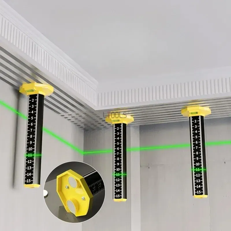 Color: Yellow - Light Steel Keel Suspended Ceiling Leveling Special Ruler Equal Height Level Ruler Dual Purpose Magnetic Wall Past Tile Lay Tool
