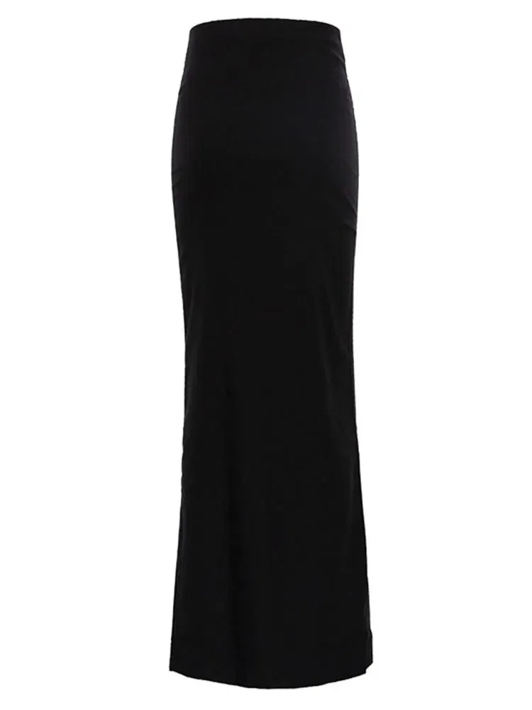 Color: black, Size: M - Fashion For Women Black Long Skirts High Waist Slim Seamless Elegant Ladies Gown Casual Summer 2024 New Female Maxi Skirts