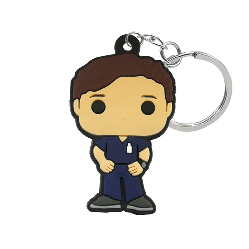 1PCS PVC Rubber Key Ring Classic Anime Figure Mold Doctor Shape Petty Mini Key Holder Accessories Charms Fit Kid Gift Trinkets