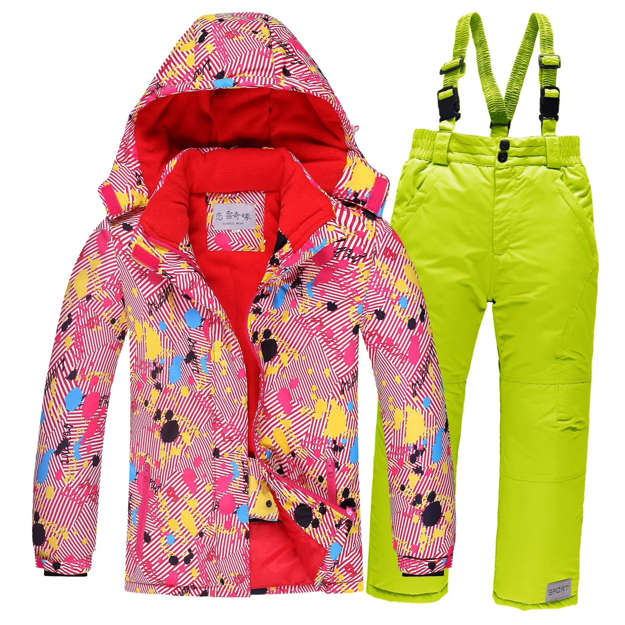 Color: Red, Kid Size: 13 - OLEKID 2025 Russia Winter Children Boy Ski Suit Waterproof Girl  Jacket Overalls Snowsuit 3-16 Years Kid Teenage Parka Snow Suit