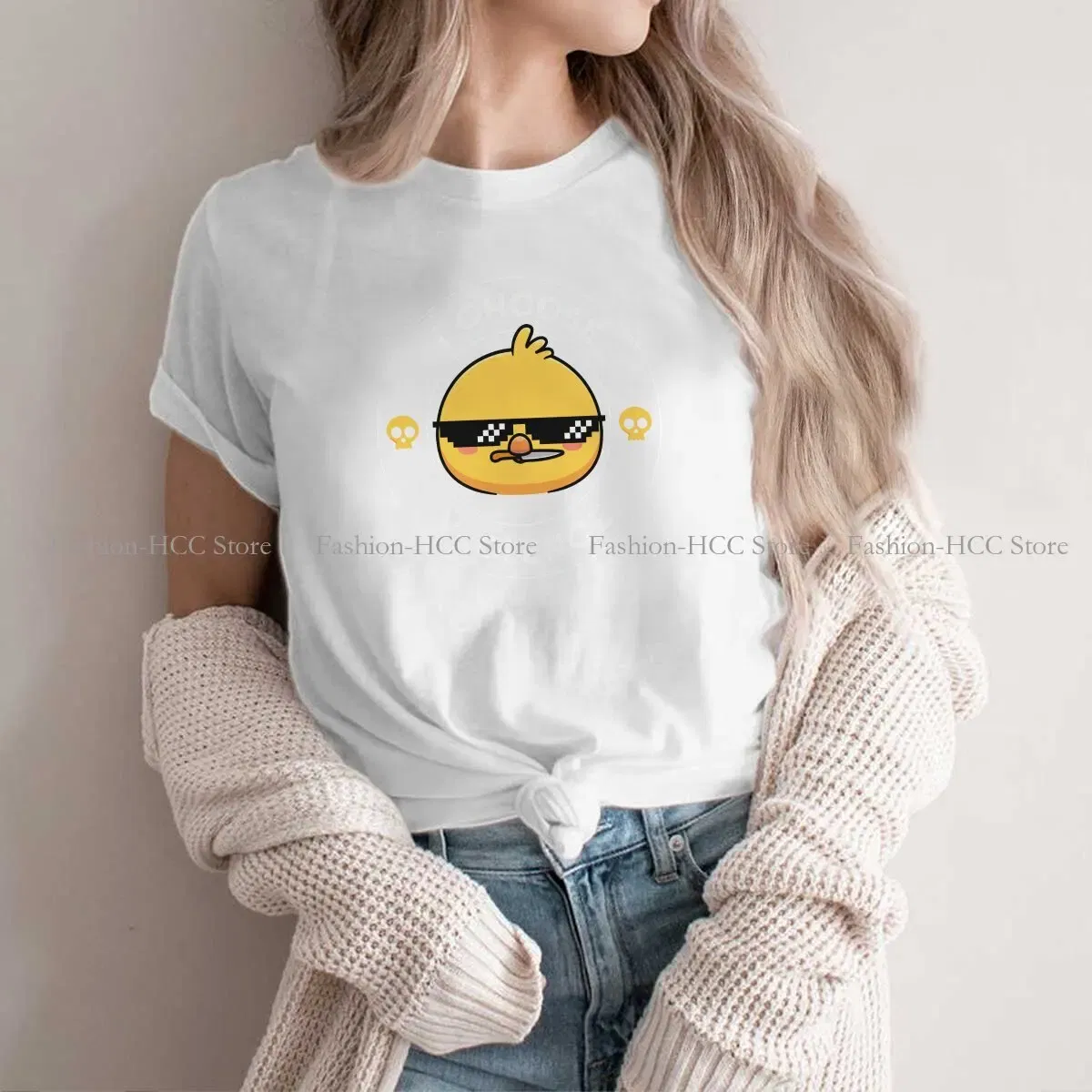 Color: WHITE, Size: L - Sunglasses Style Polyester TShirt I Choose Violence Funny Duck Comfortable New Design Gift Idea T Shirt Stuff