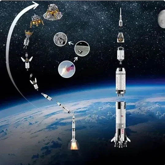ZOCO Classic Model The Apollo Saturn V Launch Vehicle Rocket And Launch Pad Fit Building Blocks Kid Education Toys Gifts