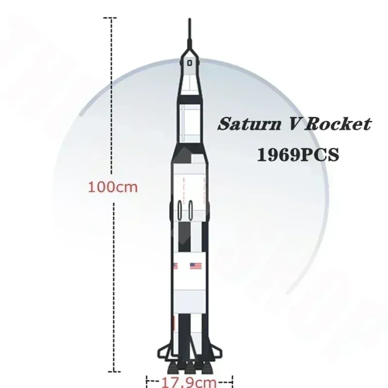 ZOCO Classic Model The Apollo Saturn V Launch Vehicle Rocket And Launch Pad Fit  Building Blocks Kid Education Toys Gifts