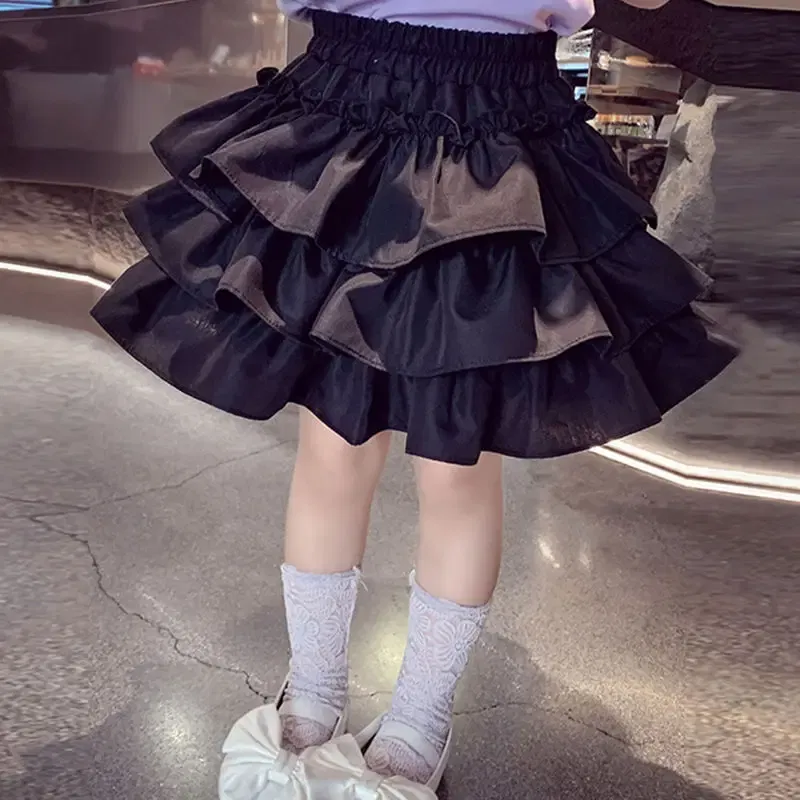 Color: Pink, Kid Size: 6 - Children Girls Pleated Cake Skirts Summer 2025 Elastic Waist Infant Babys Girls Bubble Skirts Toddler Kids Girls Princess Skirts
