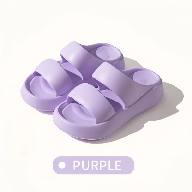 Color: Lavender, Shoe Size: 36 - Summer Women EVA Slippers Men 2024 Bathroom Non-Slip Slides Girl Outdoor Beach Casual Sandals Couple Soft Thick Soled Flip Flops
