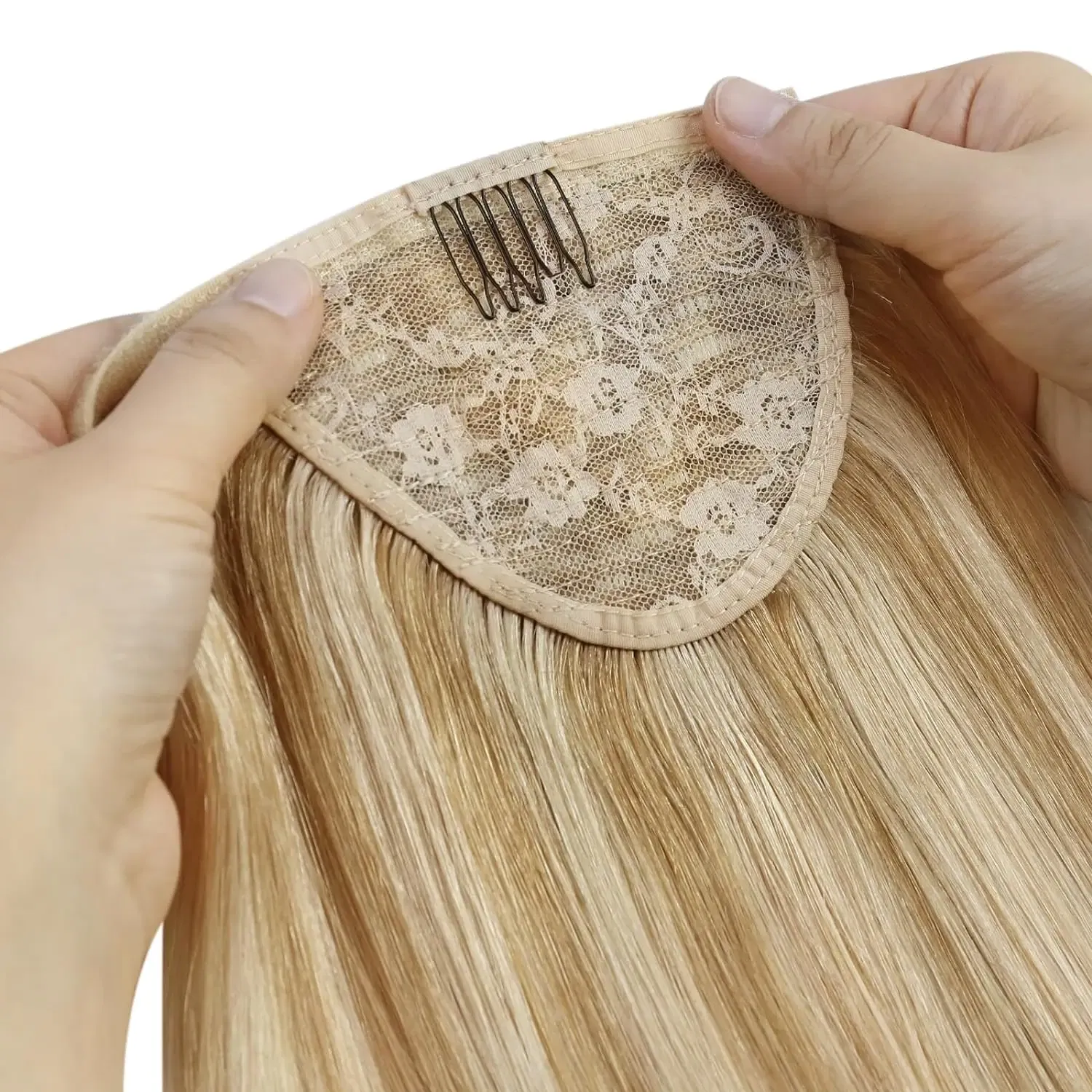 Color: #6, Life Span: 6 Months With Proper Care, Stretched Length: 20inches - VeSunny Human Hair Ponytail Light Blonde Mix Golden Blonde Real Hair Ponytail Extension Highlights Blonde Ponytail Hair 80g