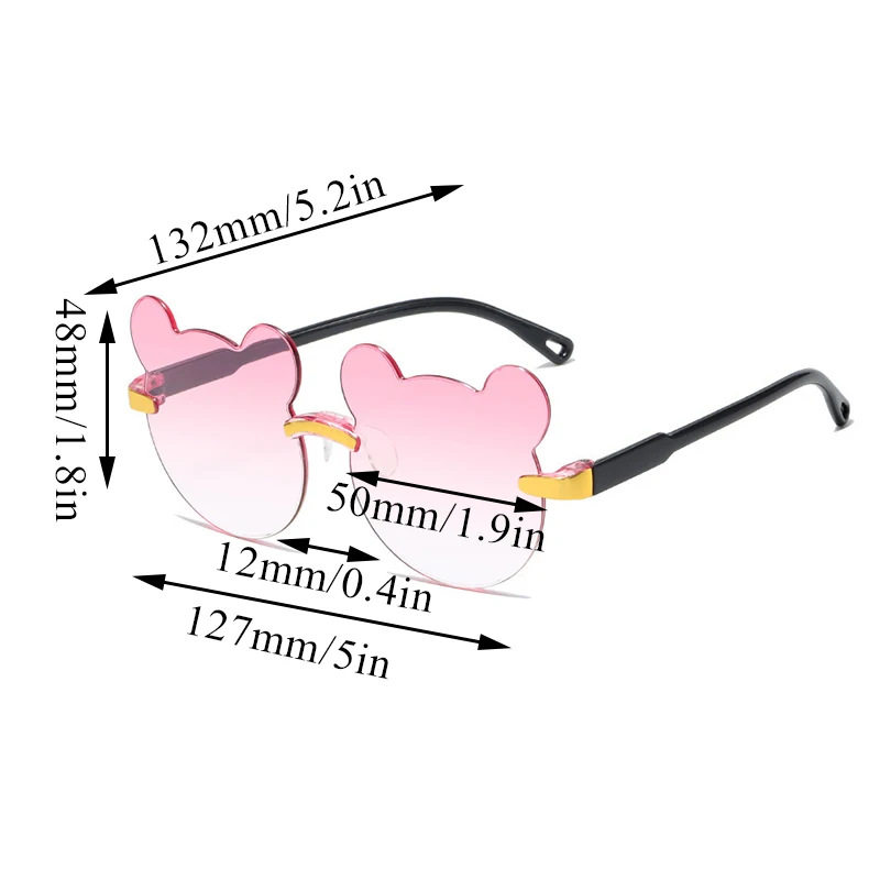 Lenses Color: green - Hot Sale!Children Cute Cartoon Bear Shape Sunglasses Boy Girls Summer Anti-UV UV400 Rimless Sun Glasses Kids Outdoor Sun Glasses