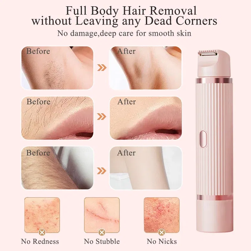 Color: PURPLE - Bikini Trimmer Electric Razor for Women Body Underarm Leg Shaver Female Electric Painless Epilator Facial Mustache Hair Remover