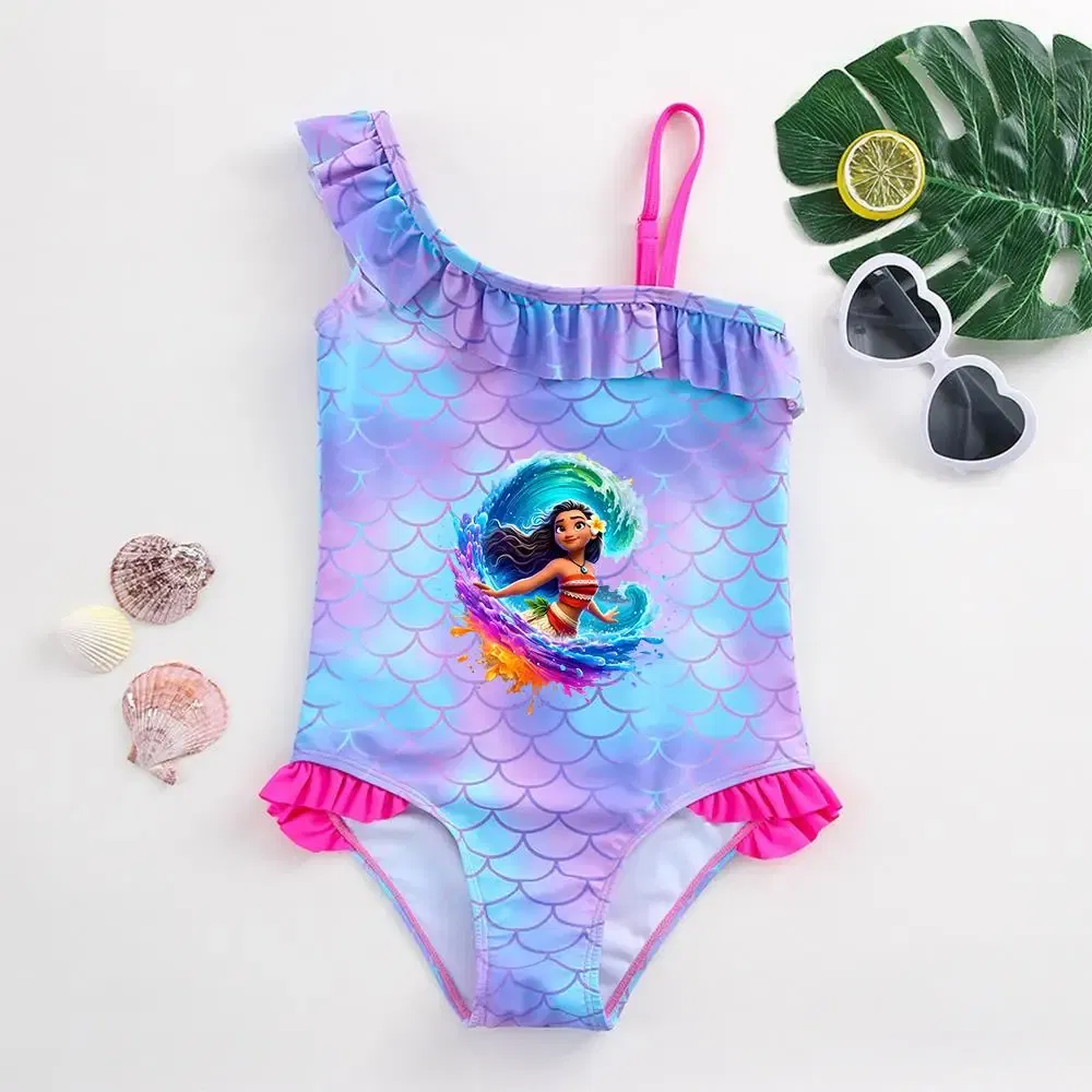 Color: Yellow, Kid Size: 6M - Moana Baby Girl Mermaid Fish Scale Print Swimsuit One-Piece Swimwear Toddler Bathing Suit Beach Outfit