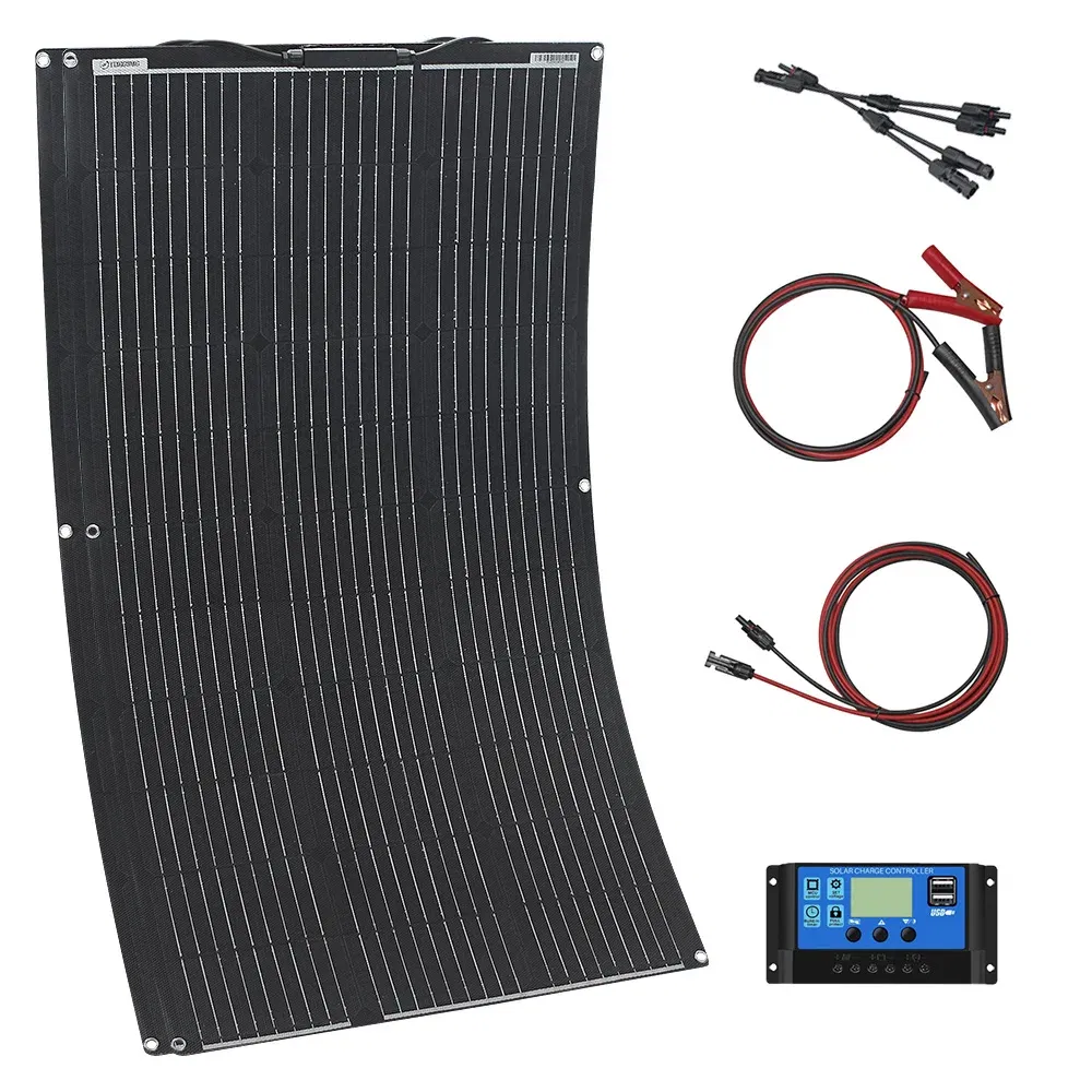 Color: Silver / Gray, Ships From: CHINA - New Solar panel kit and 300w 200w 100w flexible solar panels 12v 24v high efficiency battery charger module
