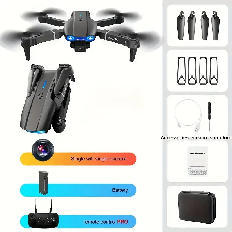 E99pro Drone With SD Camera, One-key Takeoff And Landing, Altitude Hold, One-key 360°