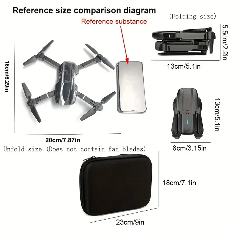 E99pro Drone With SD Camera, One-key Takeoff And Landing, Altitude Hold, One-key 360°