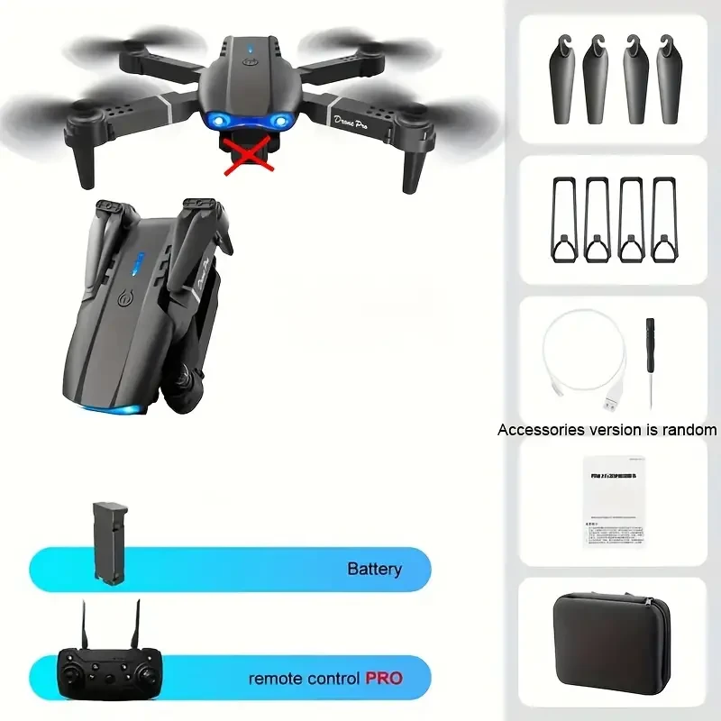 E99pro Drone With SD Camera, One-key Takeoff And Landing, Altitude Hold, One-key 360°