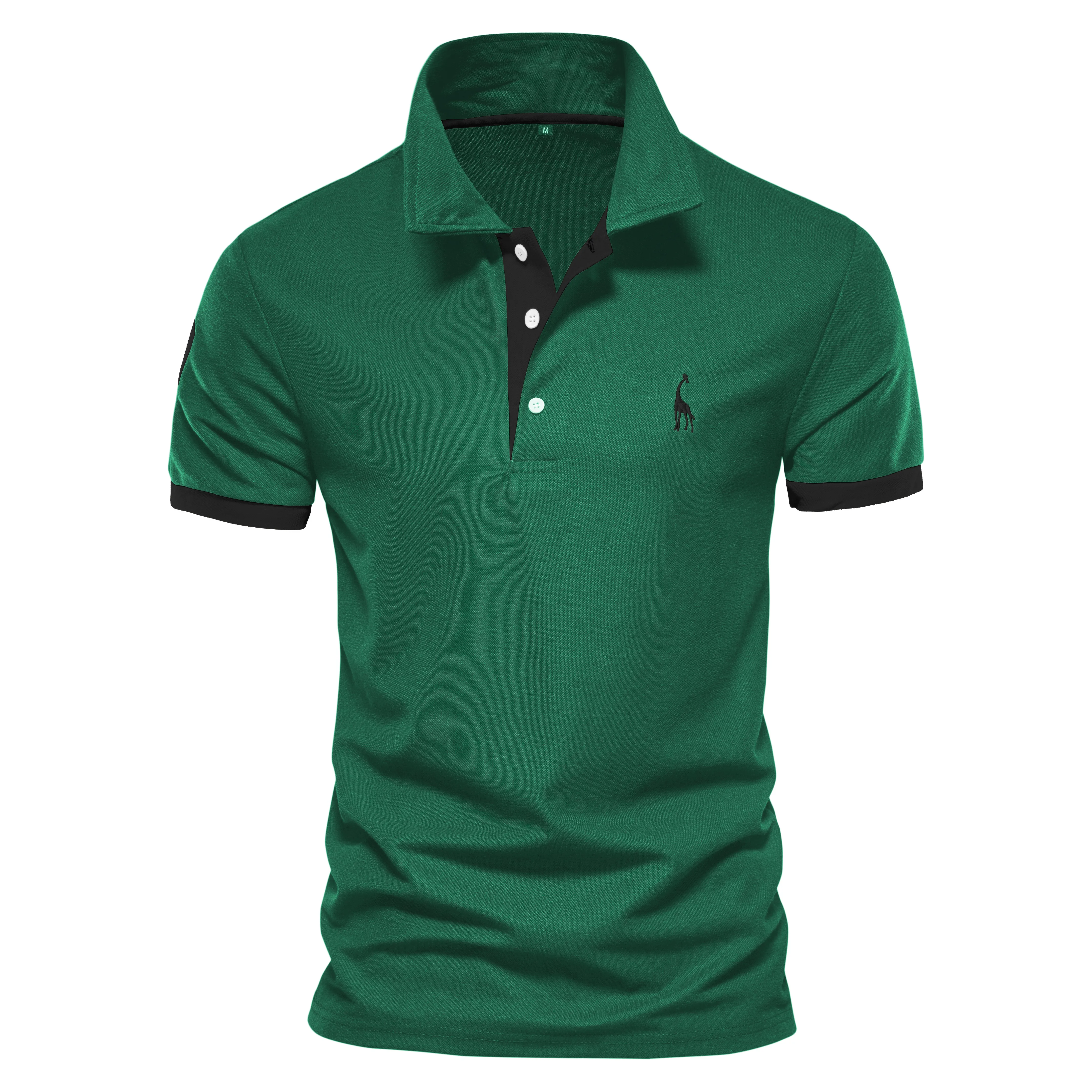 Color: green, Size: S - Dropshipping Polo Giraffe Shirt Men Quality Embroidery Summer Short Sleeve Polo Casual Business Social Mens Polos BR Size
