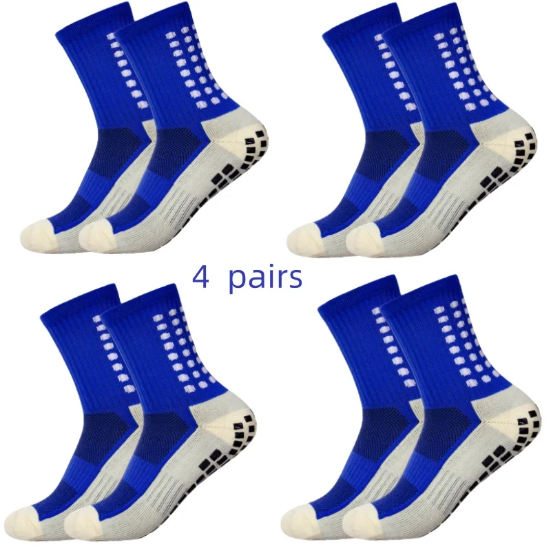 Color: Orange - 4 pairs of men's soccer socks non-slip grip pad football basketball socks