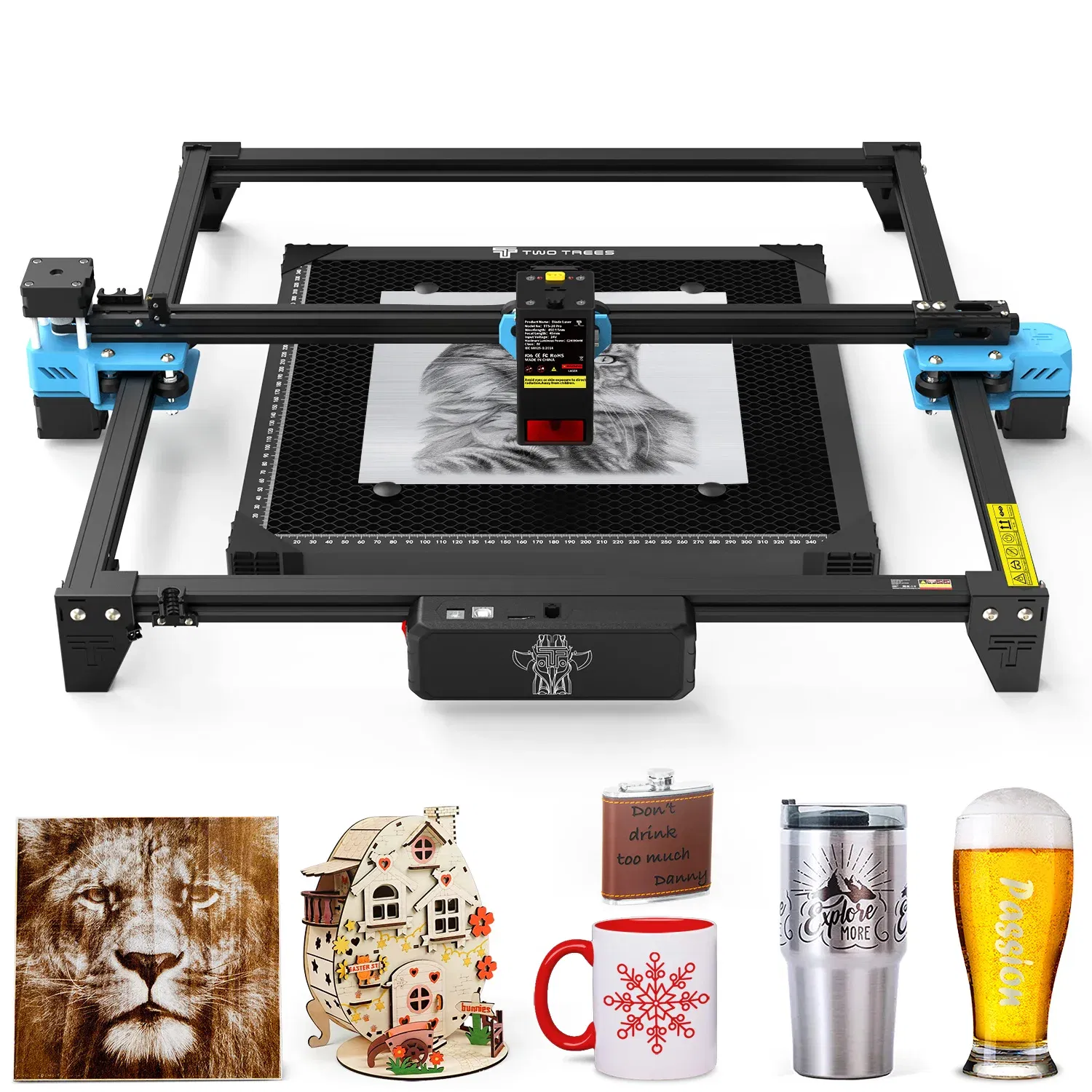 Color: green, Ships From: CHINA, Plug Type: Eu plug - TwoTrees TTS-20 Pro 130W Powerful Laser Engraver CNC With Limit Switch Support Offline Engraving Metal Laser Engraving Machine