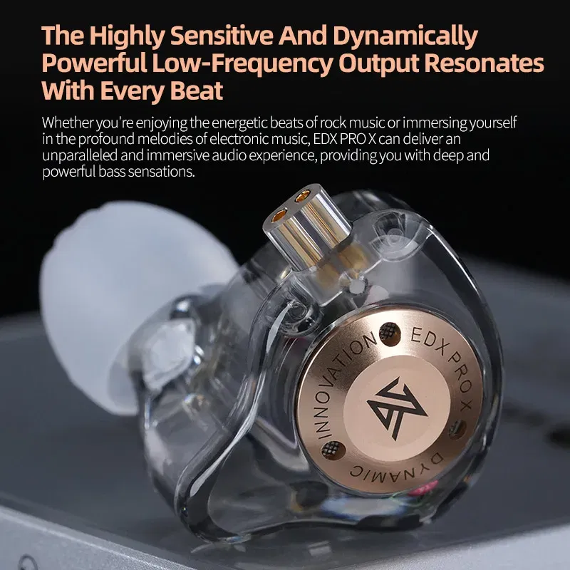 Color: GRAY - KZ EDX PRO X Dynamic Drive Headphones HIFI Heavy Bass Earbuds Sports Metal Headphones Detachable Headphones 2PIN