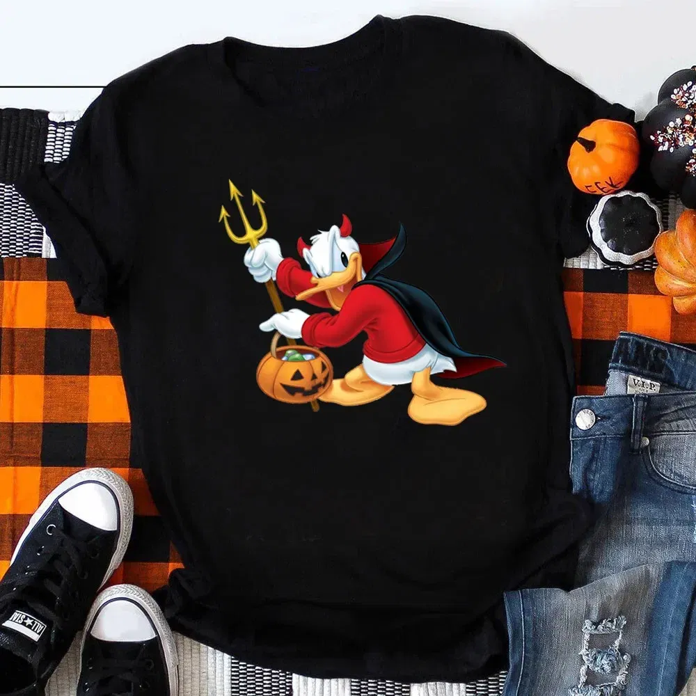 Color: Orange, Kid Size: 3T - Funny Mickey Minnie Mummy Print Disney Children Cotton T Shirts Trick Treat Fashion Halloween Cute Kid Clothes Girls Streetwear