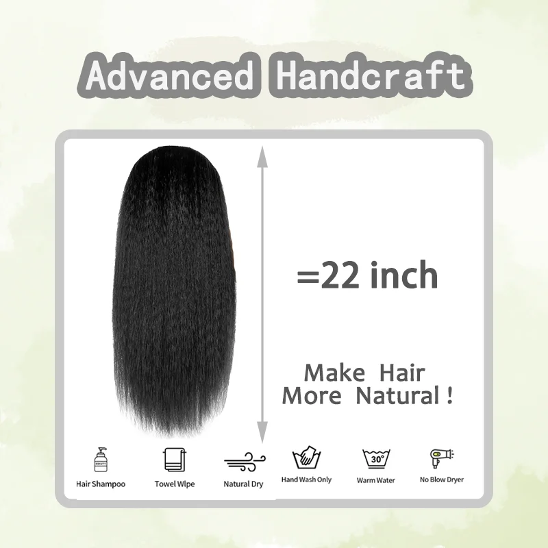 22/28/30 inch long Kinky Straight Wig Wear and Go Glueless Wigs Pre Plucked Pre Cut Yaki Synthetic Wigs for Black Women