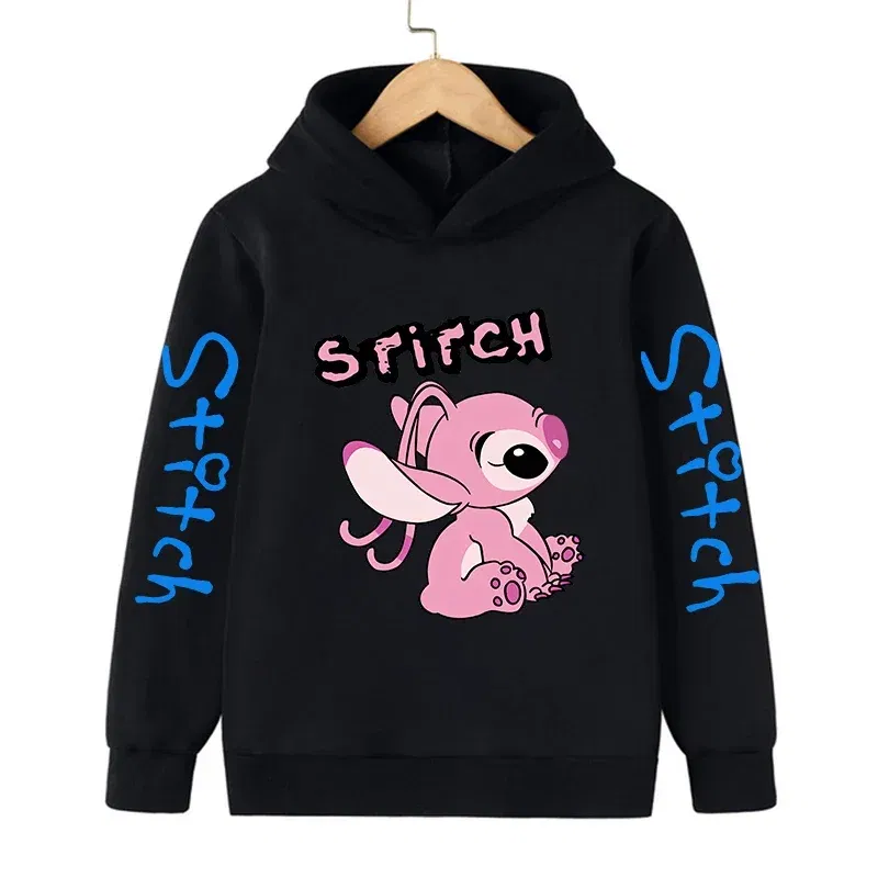 Color: Yellow, Size: 40cm - New in Cool Stitch Hoodie Children Cartoon Clothes Kid Girl Boy Lilo and Stitch Sweatshirt Manga Hoody Baby Casual Top