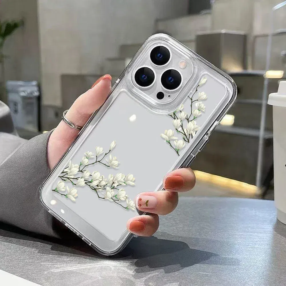 Material: Polyester, Color: Red - High Transparency Case iPhone 15 14 13 12 11 XSM XR X 6 7 8 Plus Case Jasmine Clear Case iPhone Aesthetic Korean Phone Case
