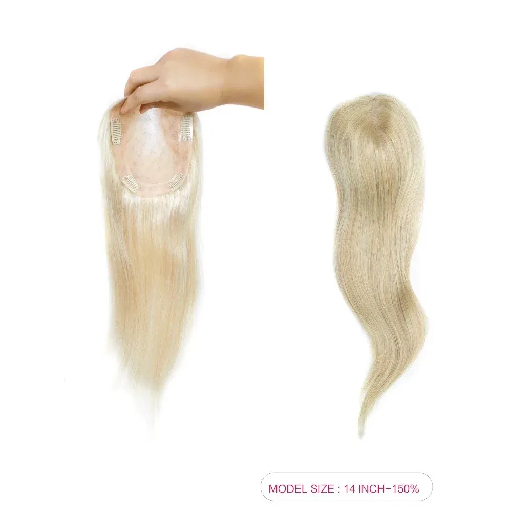 Toupee Color: 1820#, Toupee Size: 5x7, Toupee Design: free, Toupee Density: 120%, Length: 14 inches - 5.5X6inch Mono Base Brazilian Remy Human Hair Topper 12"-18" Double Pu Around Thick Invisible Mono Topper for Women Hairpieces