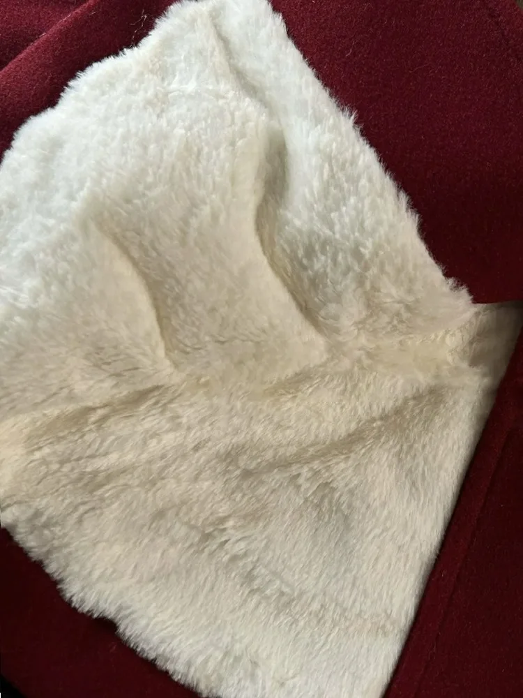 Color: Red, Kid Size: 7 - autumn winter red Big fur collar baby girls wool long coats child Christmas Thick velvet outwear kids New Warm jacket overcoat