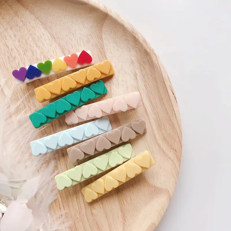 Color: WHITE, Ships From: CHINA - New Korean Retro Ins Star Hairpin Children Cute Bang Clip Headdress Japanese Acrylic Solid Color Hairpin Side Clip