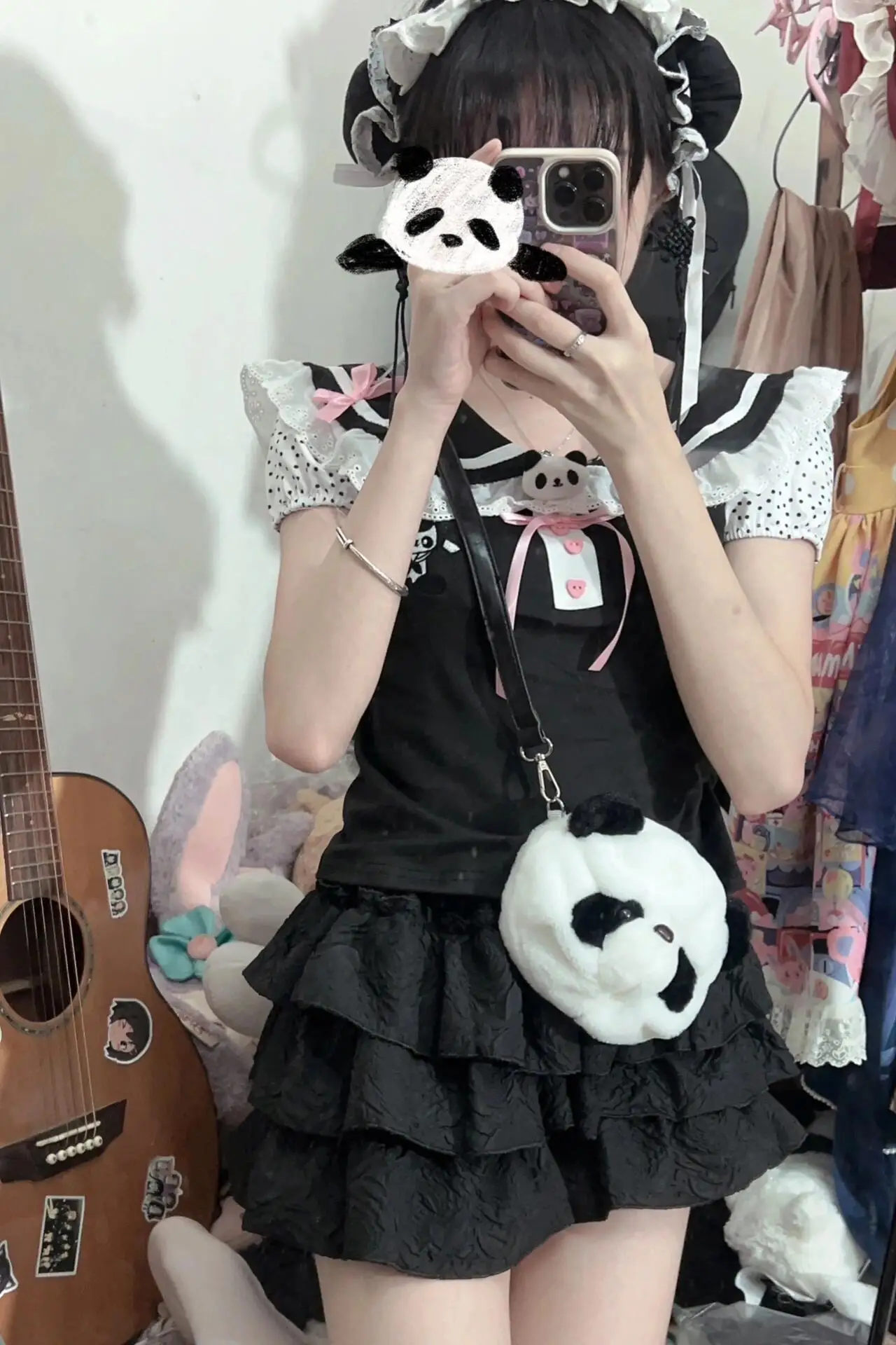 Color: black, Size: M, Ships From: CHINA - Women clothing arcane Y2k Lace T-shirt Kawaii Panda Embroidery Graphic T Shirts Harajuku Fashion Casual Sweetheart Tops Cute Tee