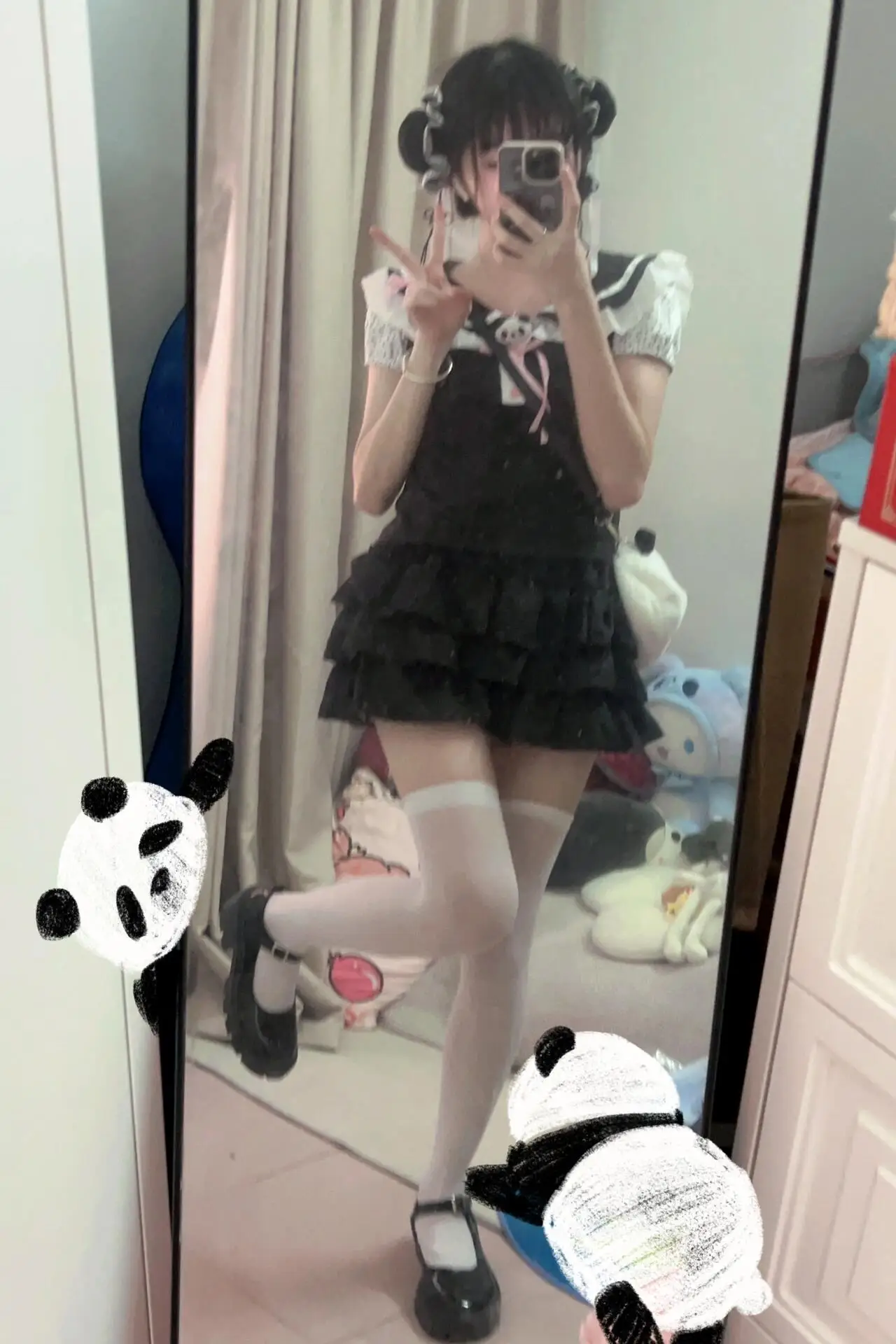 Color: black, Size: M, Ships From: CHINA - Women clothing arcane Y2k Lace T-shirt Kawaii Panda Embroidery Graphic T Shirts Harajuku Fashion Casual Sweetheart Tops Cute Tee