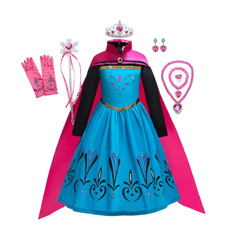 Color: Chocolate, Kid Size: 4T - Disney Kids Girls Cosplay Frozen Elsa Anna Princess Dress Girl Mesh Ball Gown Carnival Birthday Clothes Snow Queen Elsa Costume