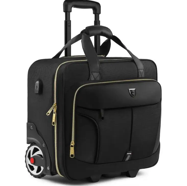 Color: black - Men Travel Luggage Bag Men Business Trolley Bag Wheeled bag Oxford Suitcase Travel Rolling Bags On Wheels Carry On Luggage Bag