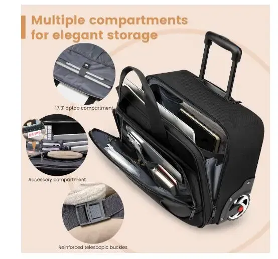 Color: black - Men Travel Luggage Bag Men Business Trolley Bag Wheeled bag Oxford Suitcase Travel Rolling Bags On Wheels Carry On Luggage Bag