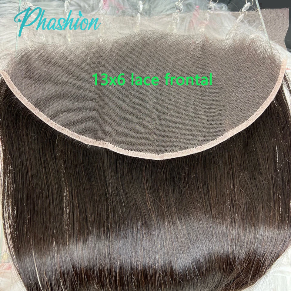 Color: Natural Color, Stretched Length: 18inches - Phashion 26 28 Inch13x6 Lace Frontal Straight Pre Plucked Swiss HD Transparent Full Front Only Natural Black 100% Human Hair