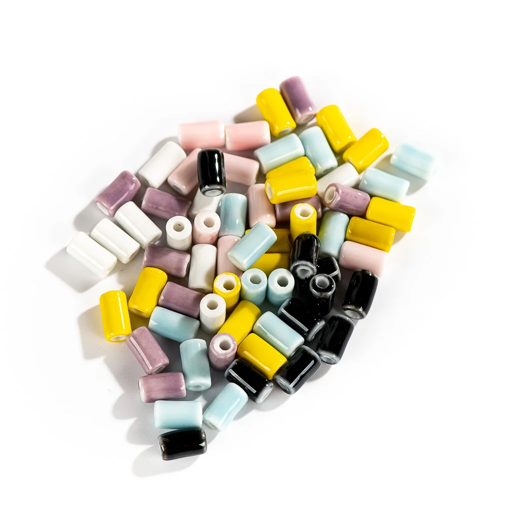 Color: PURPLE - 10mm 20pcs Small Tube Pure Color Ceramic Beads Handmade Jewelry Making Supplies Bulk Wholesale Necklace Joias Diy #XN336-1