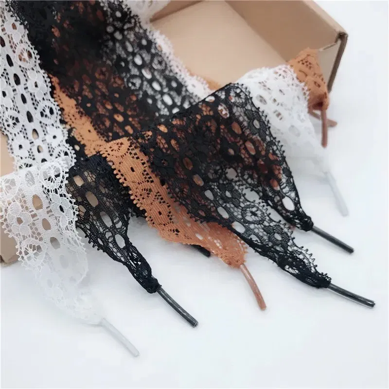 Color: WHITE, Length: 100cm, Ships From: CHINA - 1 Pair New Lace Shoelaces Women's Casual Shoes Fashion Ribbon Shoelace Outdoor Sneakers Black Shoe Laces 80CM/100CM/120CM
