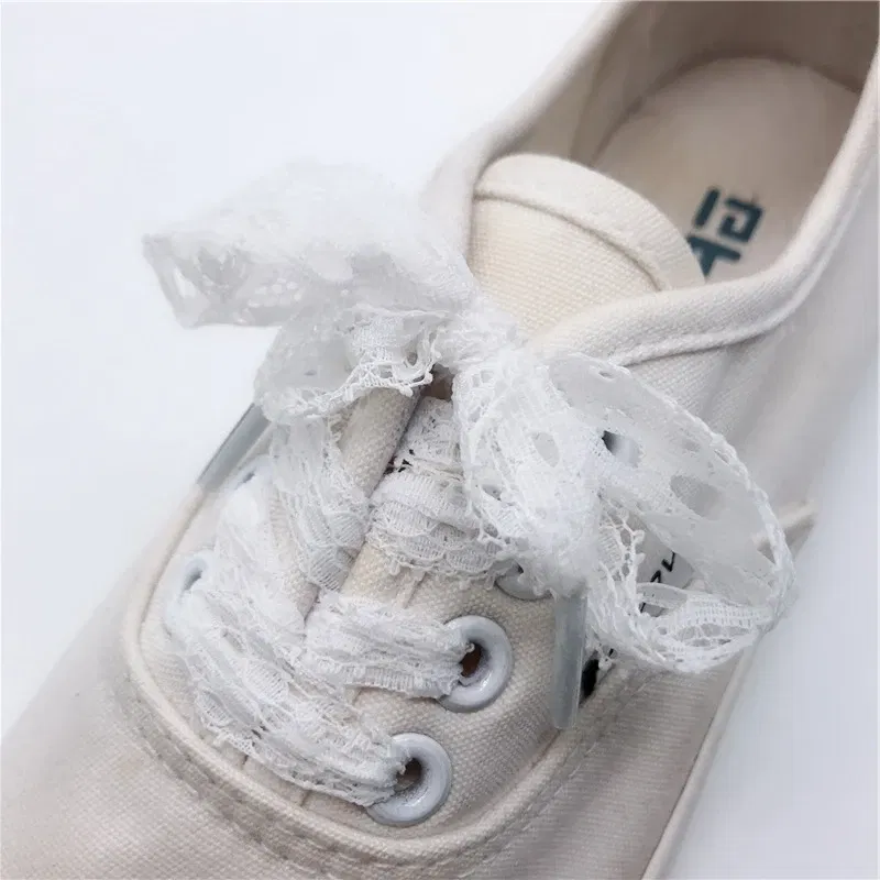 Color: WHITE, Length: 100cm, Ships From: CHINA - 1 Pair New Lace Shoelaces Women's Casual Shoes Fashion Ribbon Shoelace Outdoor Sneakers Black Shoe Laces 80CM/100CM/120CM