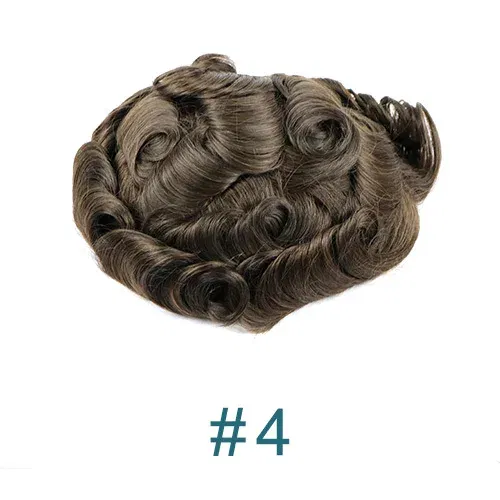 20MM Curly Brown Black Super Durable Mono Lace&Pu Mens Toupee Wig Human Hair 15mm Capillary Prosthesi Weave Replacement For Male