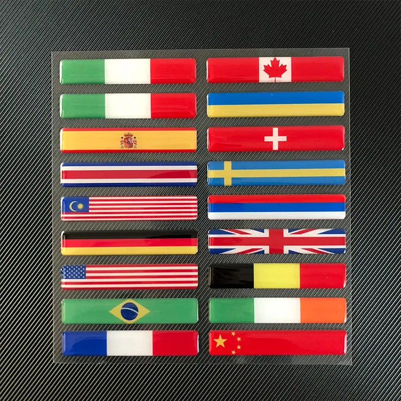 Color: APRICOT - 3D Reflective National Flag Sticker Motorcycle Accessories Car Decal British Italy USA France Russia Spain Brazil Chile ukraine